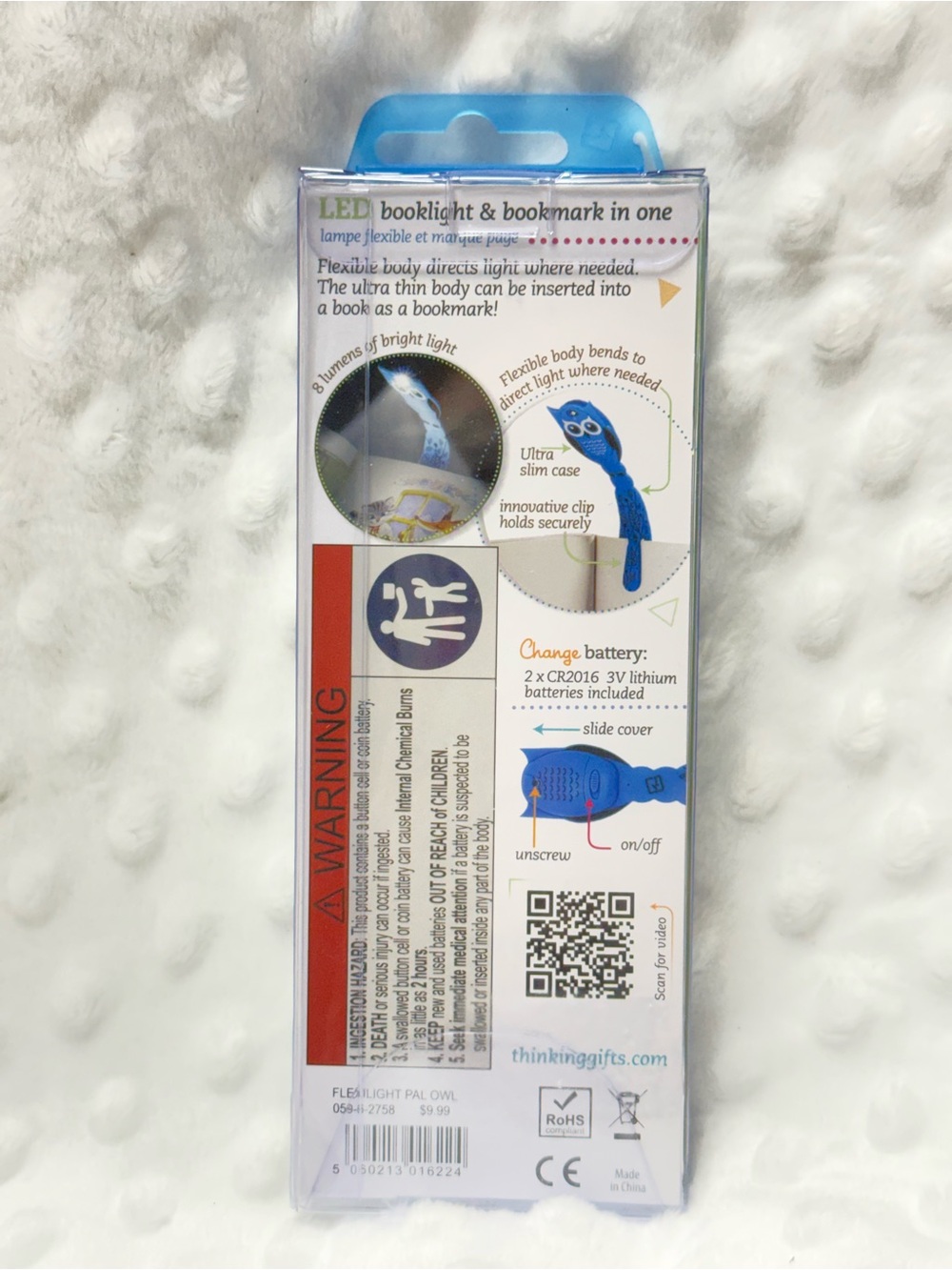 Owl Blue LED Booklight & Bookmark - Picture 2 of 4
